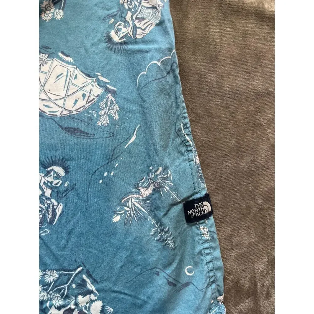 The‎ North Face Short Sleeve Button Up Shirt Men’s Size M Blue Camping Tent